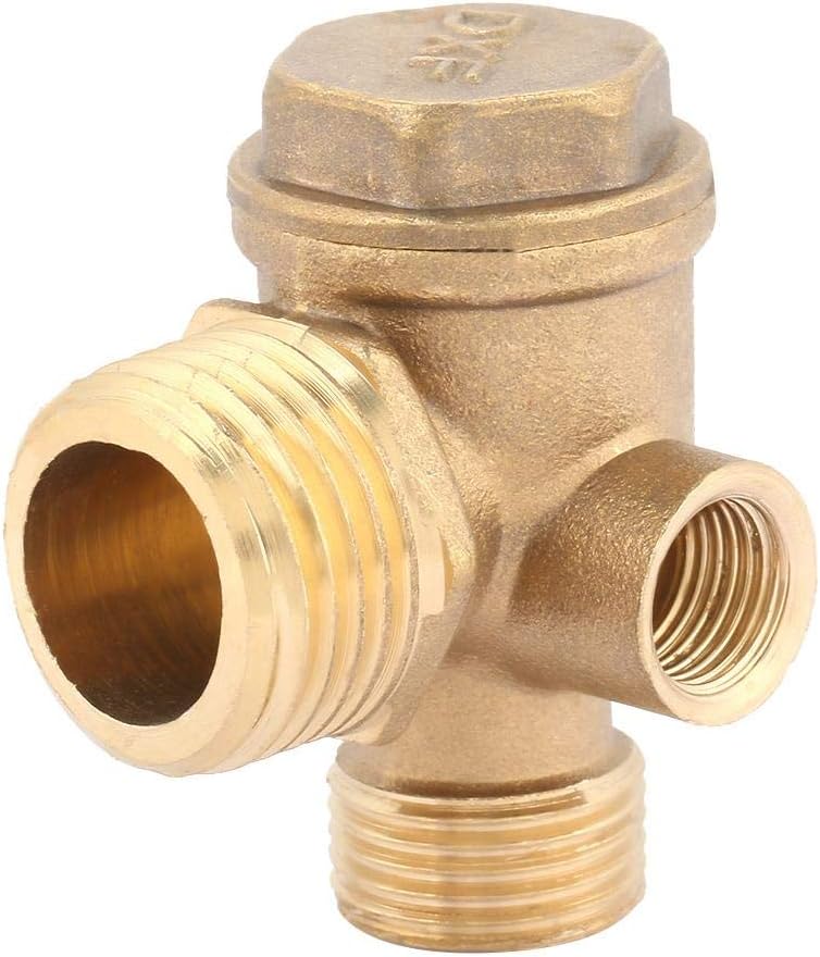 klarako Check Valve 10 x 16 x 20mm 3 Port Brass Air Compressor Male Thread Check Valve Pipe Joint, Air Valve Connector for Joining - Image 5