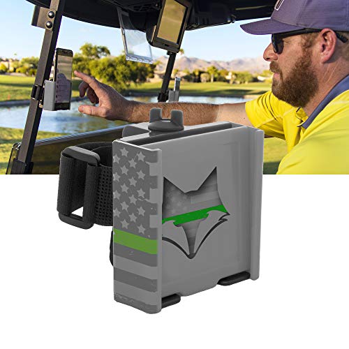 DESERT FOX GOLF Phone Caddy – American Flag Golf Cart Phone Holder – Secure Velcro Mount, One-Hand Access, Universal Fit, Patriotic Golf Accessories (Green Line) - Image 1