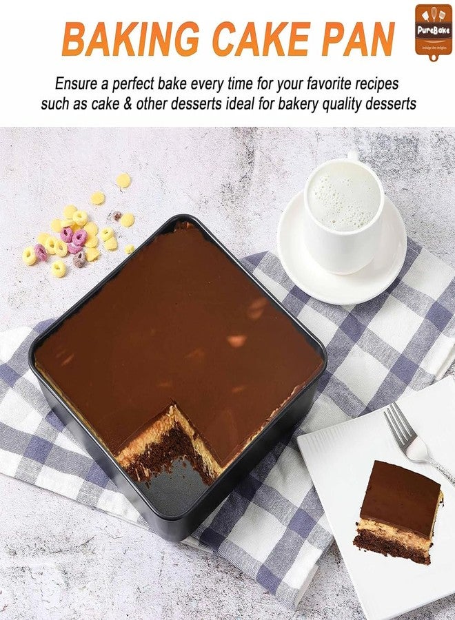 PureBake Premium Sgs Certified -2 Pc Square Cake Tin | Square Cake Pan | Non-Stick 9-inch Square Cake Tray, Set of 2, Carbon Steel Bakeware Set - Image 5