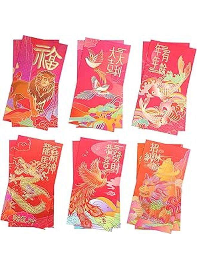 12pcs Chinese Red Envelopes Lucky Money Packets Dragon Pattern for Lunar New Year Wedding Housewarming - Image 1