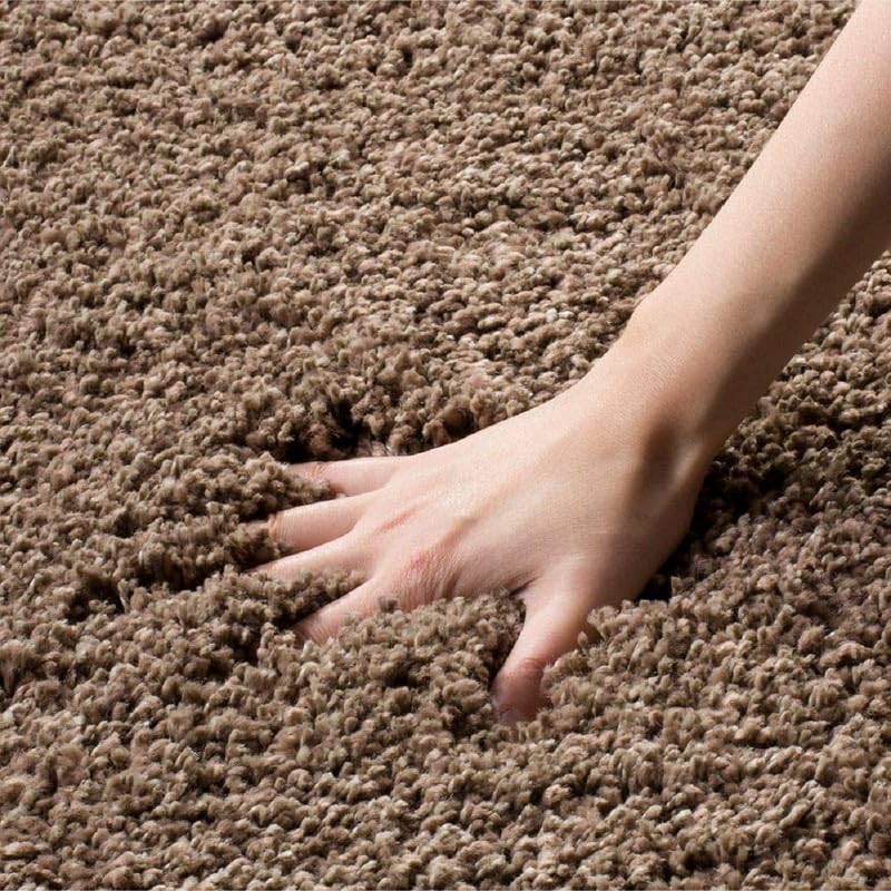 INDIAN RUGS Indian Rugs Shaggy Modern Rug Soft Plain Premium Shagg Rectangular Carpet Collection Plain Color 18 Cm Pile Height for Living RoomHome and Bedroom Light Brown6 X 8 FEET  - Image 1