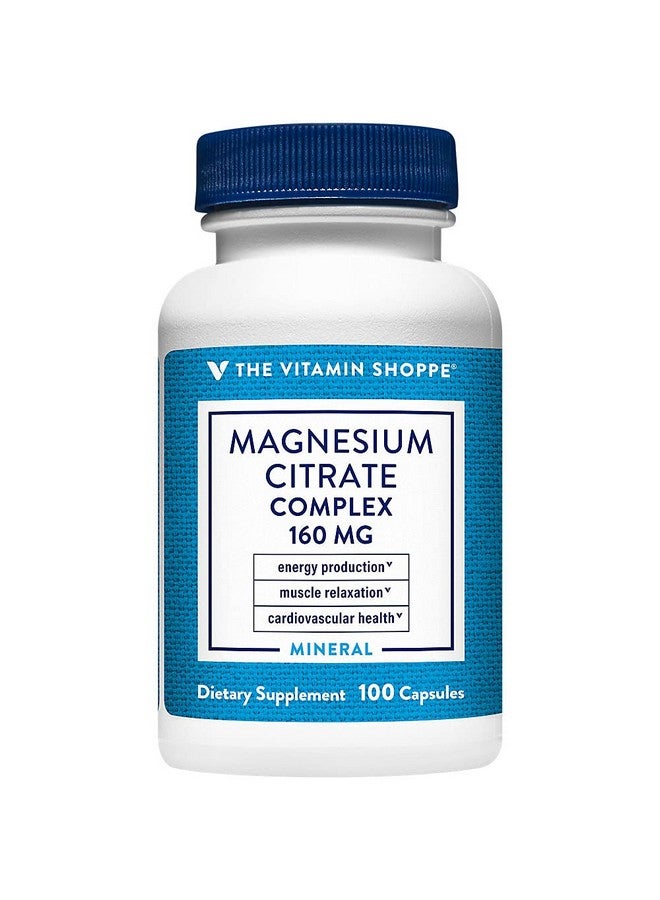 The Vitamin Shoppe Magnesium Citrate Complex 160MG, Mineral Supplement That Supports Bones, Teeth & Energy Production (100 Capsules) - Image 1