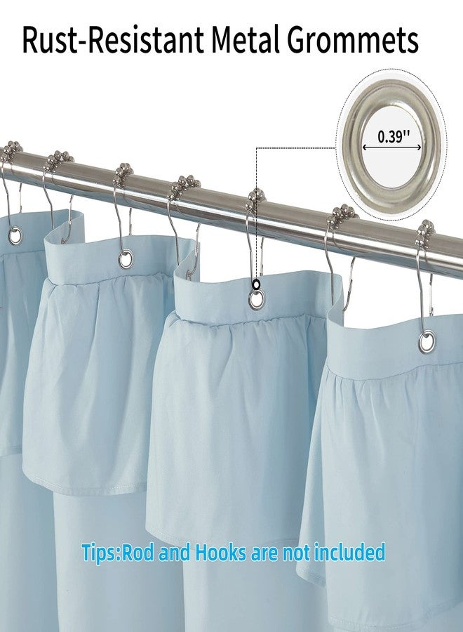 YOSTEV Light Blue Ruffle Shower Curtain Farmhouse Fabric Cloth Shower Curtains for Bathroom 72x72 Inches,Standard Size - Image 4