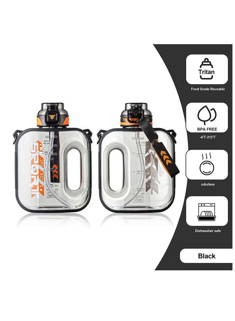 SYOSI Water Bottle with Handle Half Gallon Water Bottle Large Capacity Water Bottle with Straw Water Jug for Fitness Gym and Outdoor Sports Leak Proof BPA Free 67 Oz - Image 2