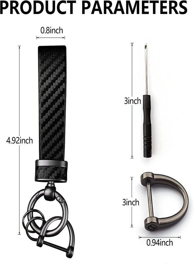 Turcee 2PCS Carbon Fiber Car Keychain Kit,Gift for Men and Women,Quick Release Spring with D-Ring Anti Lost Car Keychain Organizer - Image 2