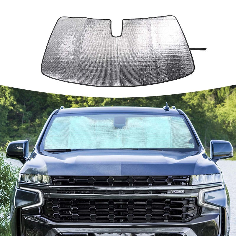 JWWY Windshield Sunshade Window Sun Shade Sun Visor Shade for Chevy TahoeGMC YUKON 2021202520202025Chevy Suburban Foldable Sun Shield Upgrade Reflective Polyester Cover Block Heat and Block UV Ray