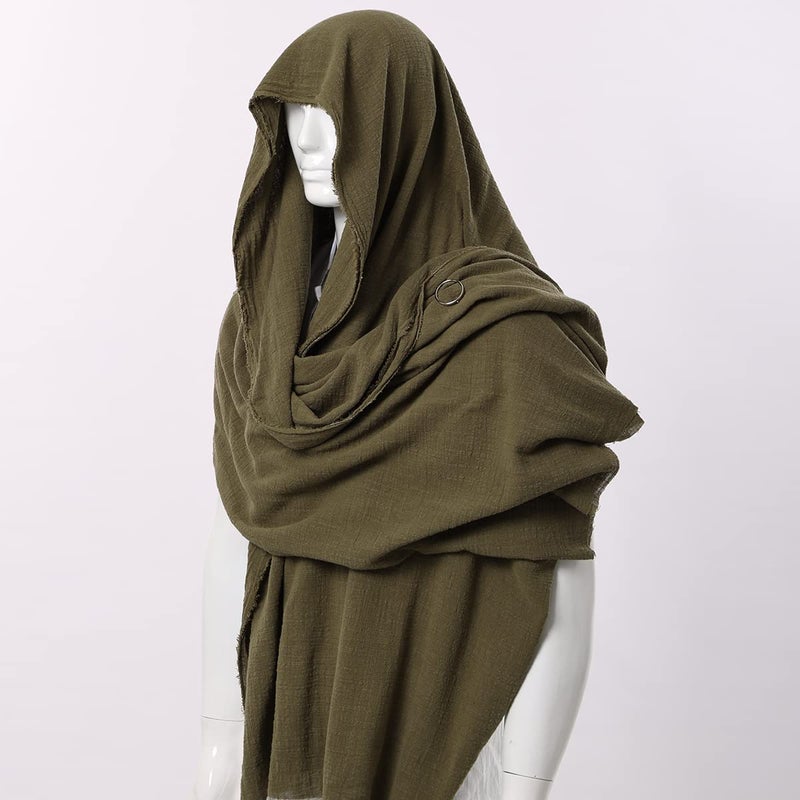 GRACEART Post Apocalyptic Shawl Hood Scarf Shaman Cowl Medieval Costume Sash Amry Green - Image 2