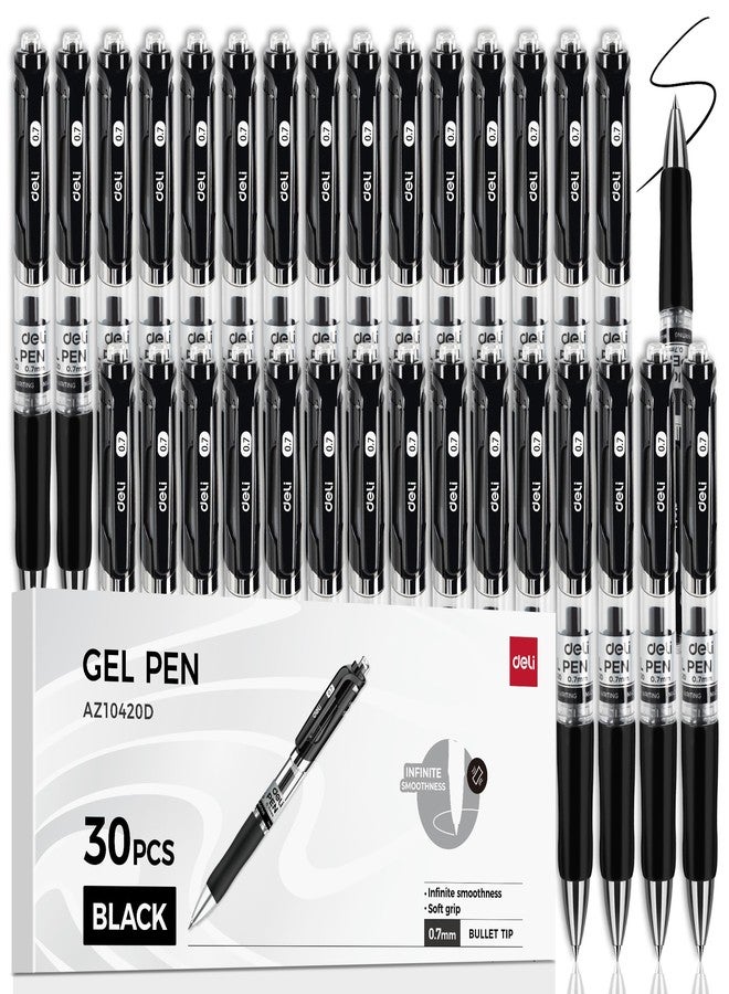 ديلي أقلام جل ديلي، 30 قلمًا قابلًا للسحب، حبر أسود، سن متوسط 0.7 مم، كتابة سلسة، سريع الجفاف، لا يتسرب الحبر، مثالية لتدوين الملاحظات، لوازم منزلية، مدرسية، مكتبية - Image 1