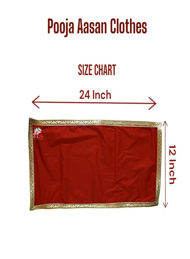 RMCG Traders Solid Satin Cloth For Puja Mandir Decoration | Pooja Chowki Aasan For Home Temple (12x24 Inch) (Red Yellow Orange) - Image 3