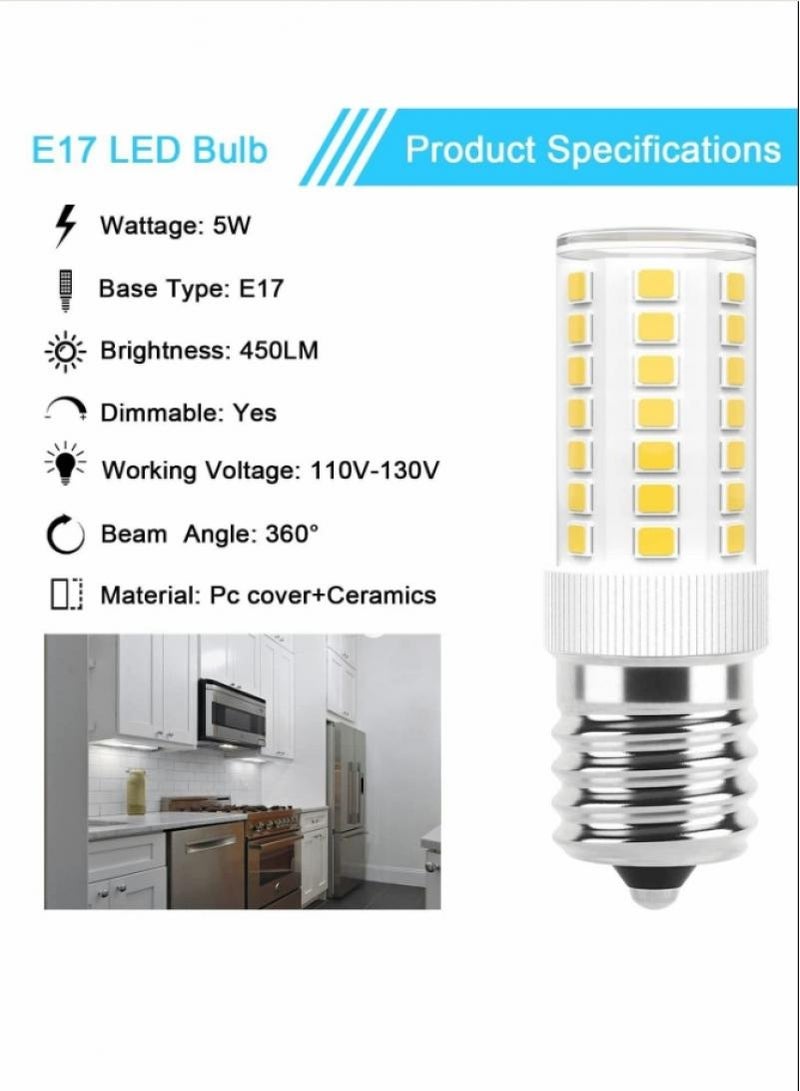 2-Pieces Screw Energy-Saving Light Bulbs Small Screws Refrigerator Light Bulbs Led Corn Light Beads Warm White E17 5W - Image 2