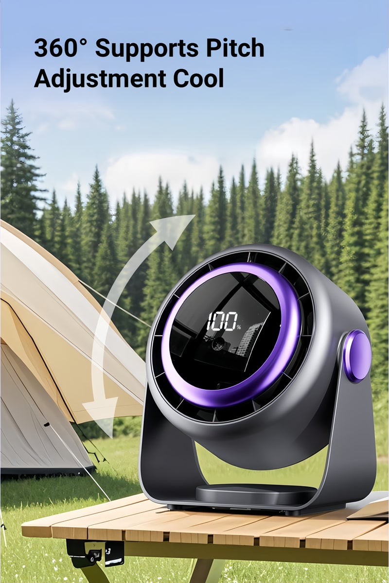 ARUWA Portable Desk Fan with Touch LED Display, 100 Speed Levels Table Fan with 4200mAh Battery, Adjustable Angle, Quiet Operation For Bedroom Home Office Desktop Travel - Image 2