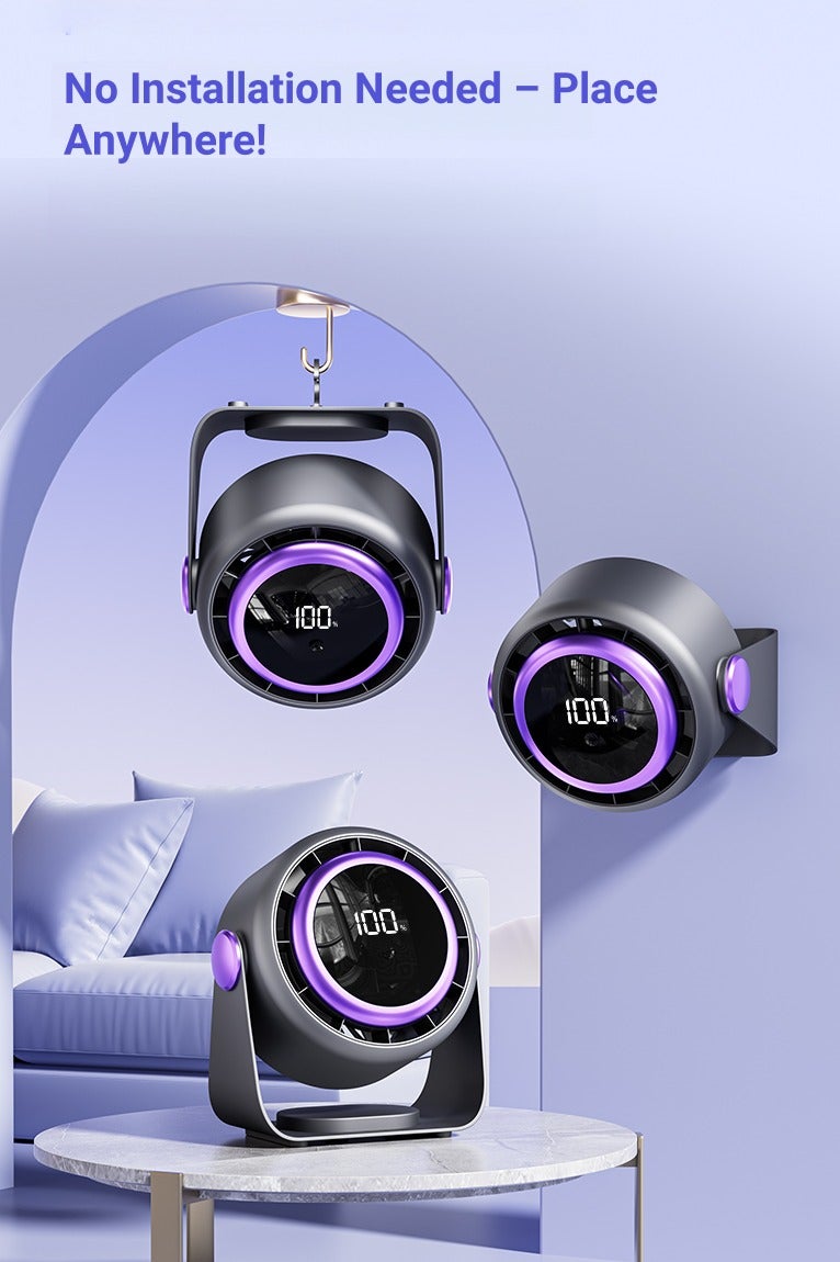 ARUWA Portable Desk Fan with Touch LED Display, 100 Speed Levels Table Fan with 4200mAh Battery, Adjustable Angle, Quiet Operation For Bedroom Home Office Desktop Travel - Image 3