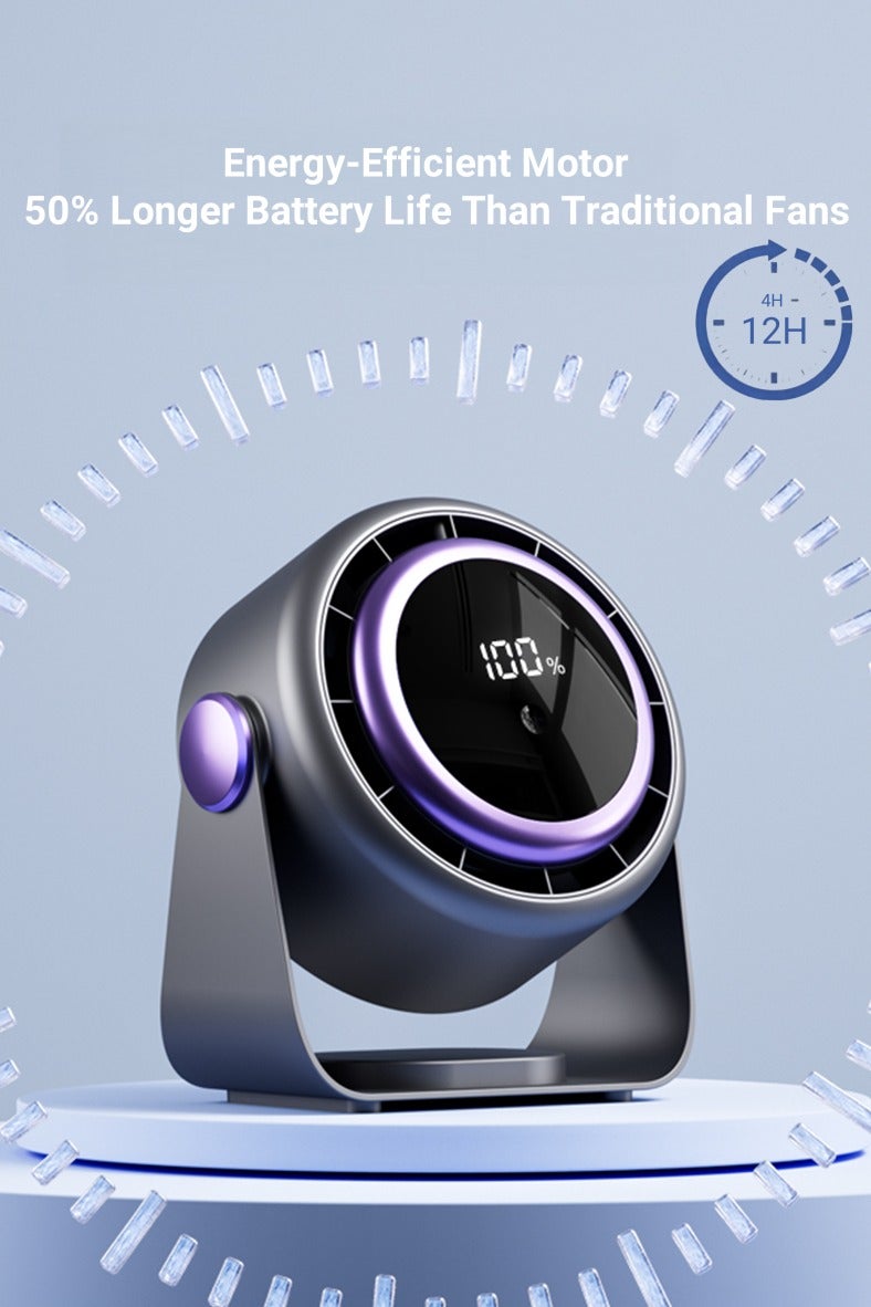 ARUWA Portable Desk Fan with Touch LED Display, 100 Speed Levels Table Fan with 4200mAh Battery, Adjustable Angle, Quiet Operation For Bedroom Home Office Desktop Travel - Image 4