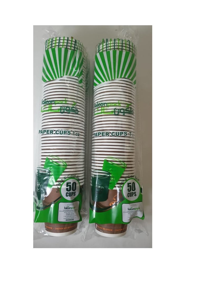 Falconpack Falcon  Pack Of 2 X 50 Pcs (100 Psc) Paper Cups 7oz - Image 1