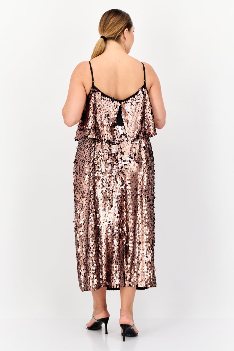 Phase Eight Women Embellished Midi Dress, Brown - Image 2