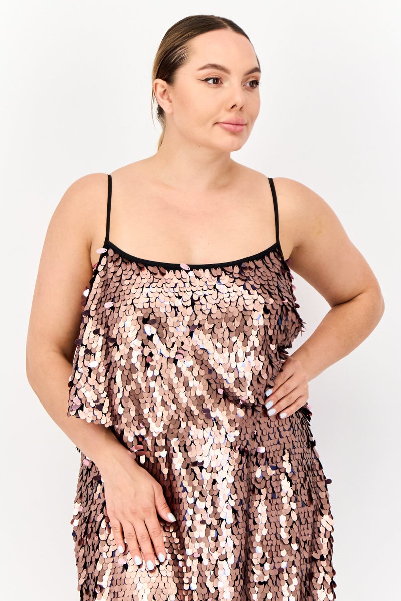 Phase Eight Women Embellished Midi Dress, Brown - Image 3