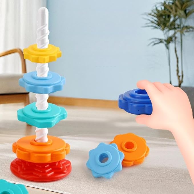 PREMIUM RAINBOW SPINNING AND STACKING TOY FOR TODDLERS 1-3 YEARS, STRONG ABS PLASTIC EDUCATIONAL BABY TOYS, FINE MOTOR SKILLS DEVELOPMENT, FUN MONTESSORI BRAIN DEVELOPMENT TOY FOR KIDS - Image 5