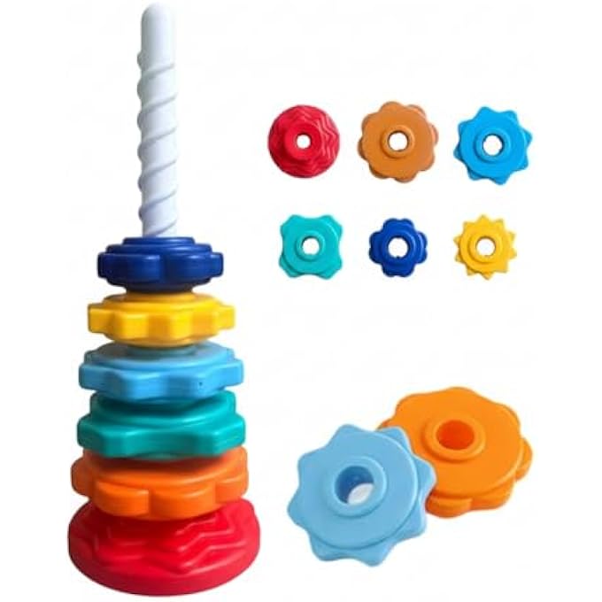 PREMIUM RAINBOW SPINNING AND STACKING TOY FOR TODDLERS 1-3 YEARS, STRONG ABS PLASTIC EDUCATIONAL BABY TOYS, FINE MOTOR SKILLS DEVELOPMENT, FUN MONTESSORI BRAIN DEVELOPMENT TOY FOR KIDS - Image 2
