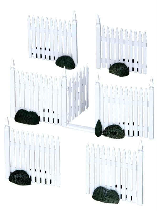 Lemax Christmas Village White Picket Fence and Gate 7-Piece Accessory Set #14388