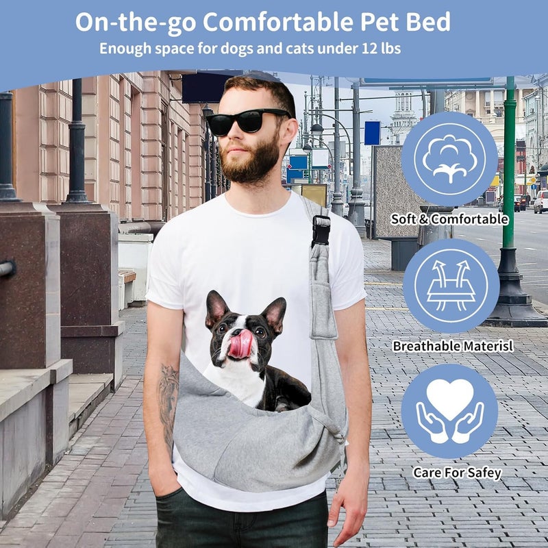 CONLI Small Dog Carrier Sling with Adjustable Strap & Dual Safety - Features Storage Pocket & Detachable Treat Pouch, Hands-Free Pet Sling for Chihuahuas, Yorkies Under 12lbs for Walking, Hiking - Image 5