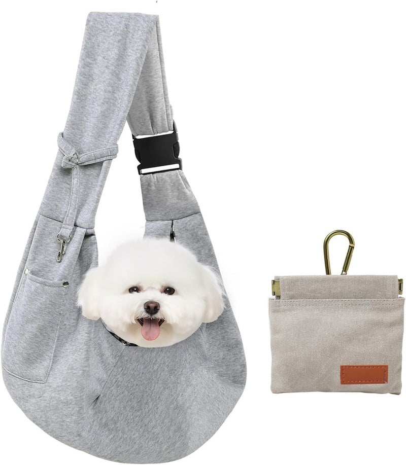 CONLI Small Dog Carrier Sling with Adjustable Strap & Dual Safety - Features Storage Pocket & Detachable Treat Pouch, Hands-Free Pet Sling for Chihuahuas, Yorkies Under 12lbs for Walking, Hiking - Image 1