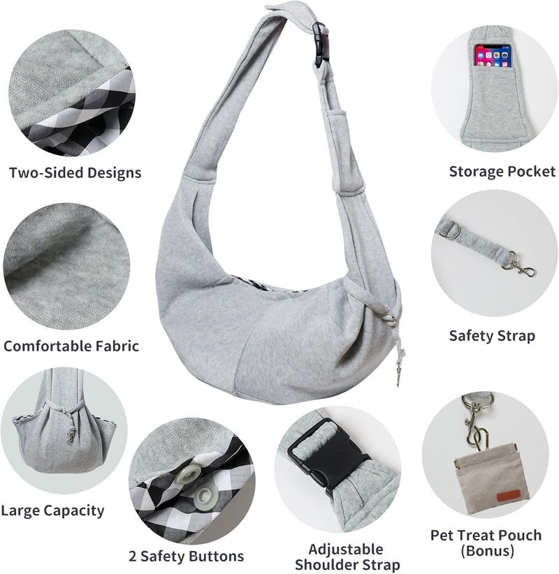 CONLI Small Dog Carrier Sling with Adjustable Strap & Dual Safety - Features Storage Pocket & Detachable Treat Pouch, Hands-Free Pet Sling for Chihuahuas, Yorkies Under 12lbs for Walking, Hiking - Image 3