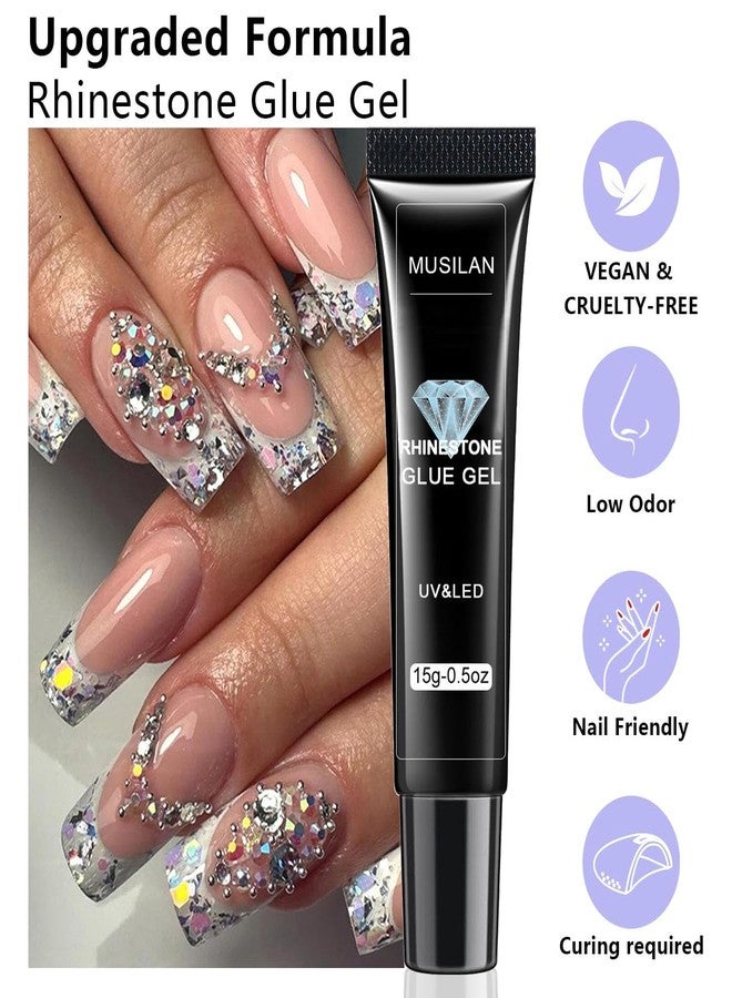 MUSILAN Nail Rhinestone Glue,Gel Nail Glue for Rhinestones for 3D Nails Super Strong Rhinestone Glue for Nail Beads Stickers Stones Crystals Diamond Art Jewels 3D Decorations Nails Tools,Cured Need - Image 2