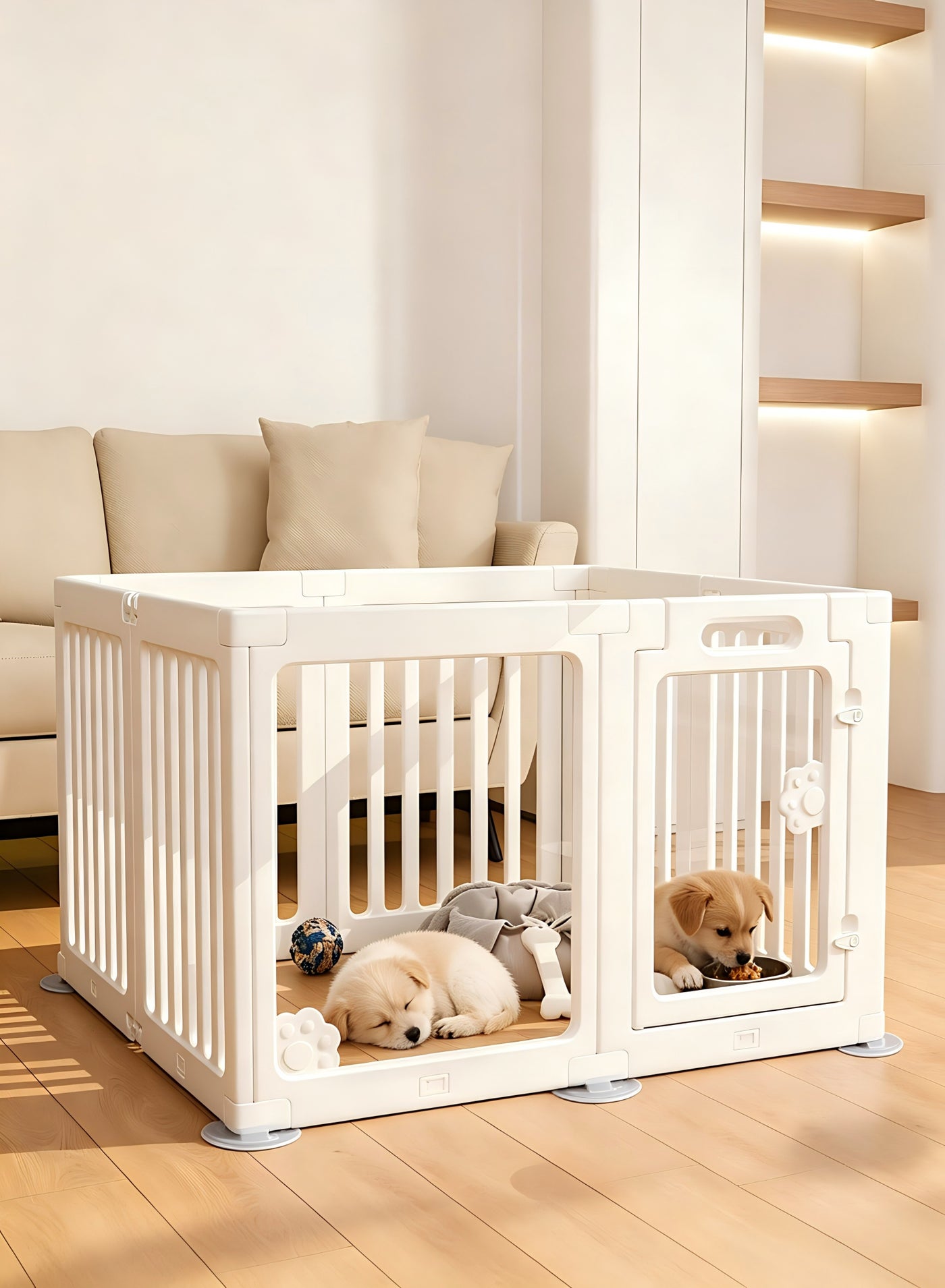 Transparent acrylic dog fence, foldable transparent pet fence, suitable for indoor puppies, cats, and rabbits, medium-sized dog playpen