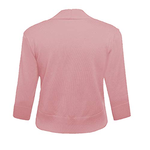 AAMILIFE Women's 3/4 Sleeve Cropped Cardigans Sweaters Jackets Open Front Short Shrugs for Dresses (XX-Large, 8-Peach) - Image 3