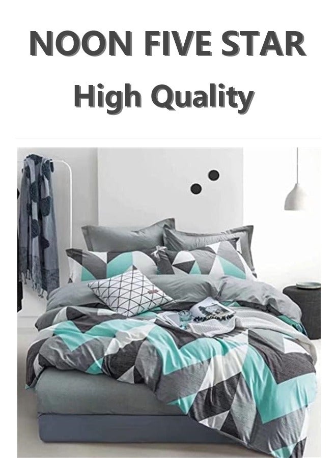King Size 220x240 cm - 6-Pcs Bed Set, Microfiber Fabric - 1 Duvet Cover, 1 Fitted Sheet, 4 Pillowcases (Filler Not Included)