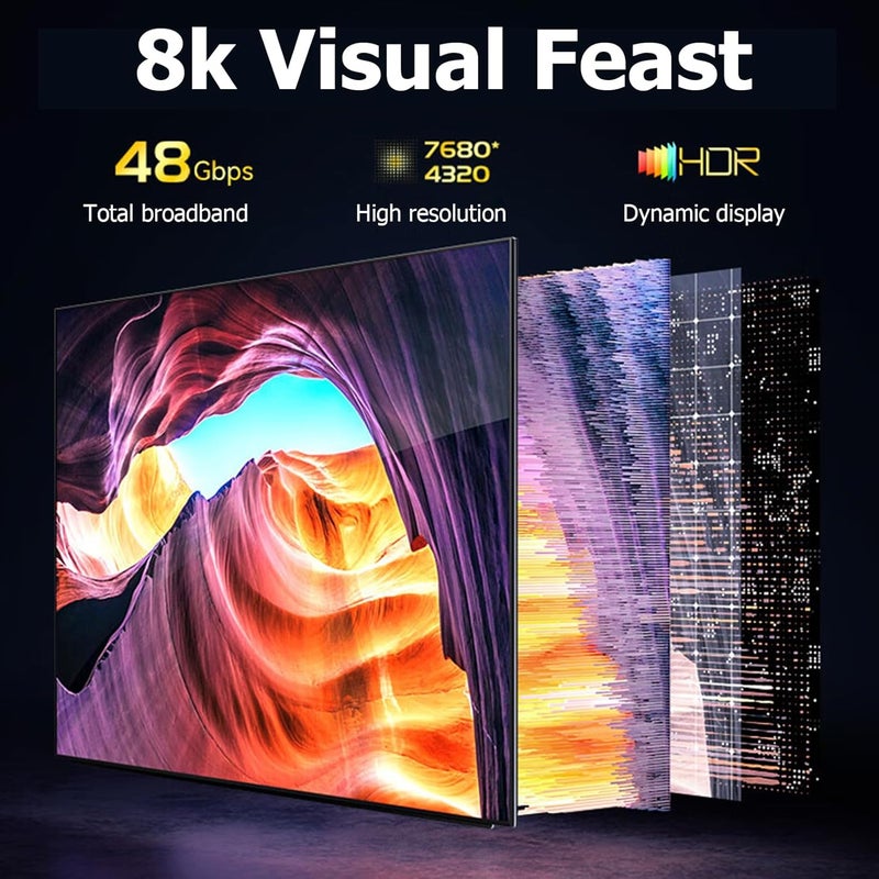 توكفا كابل HDMI 8K بسعة 48 جيجابت في الثانية وطول 6.6 قدم/2 متر، عالي السرعة HDMI 2.1، 4K@120Hz، 8K@60Hz، كابل HDMI مضفر لأجهزة الكمبيوتر المحمولة والشاشات وPS4 وPS5 وXbox One وFire TV - Image 2