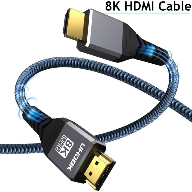توكفا كابل HDMI 8K بسعة 48 جيجابت في الثانية وطول 6.6 قدم/2 متر، عالي السرعة HDMI 2.1، 4K@120Hz، 8K@60Hz، كابل HDMI مضفر لأجهزة الكمبيوتر المحمولة والشاشات وPS4 وPS5 وXbox One وFire TV - Image 4