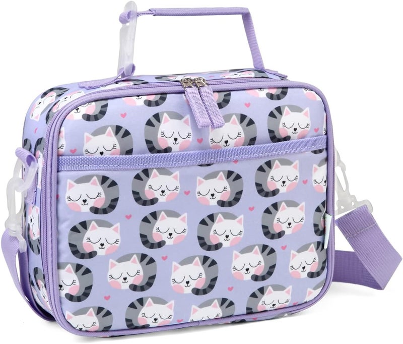 Vaschy Lunch Box Bag for Kids, Reusable Insulated Lunch Box Containers Coolers for Toddler Boys and Girls with Detachable Shoulder Strap for Daycare School Cats - Image 1