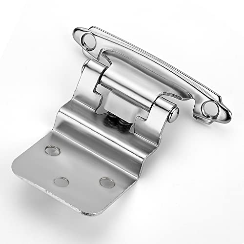 Ravinte 60 Packs (30 Pairs) 3/8" Inset Satin Nickel Cabinet Hinge,Self Closing Hinges for Kitchen/Bathroom/Furniture Cabinets & Doors,Decorative Cabinet Hardware Kitchen Cabinet Hinge with Door Bumper - Image 1