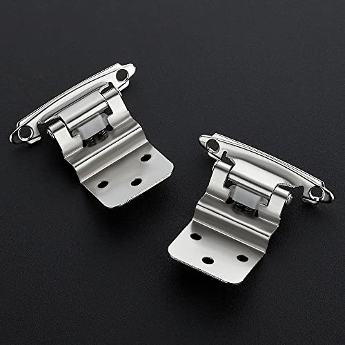Ravinte 60 Packs (30 Pairs) 3/8" Inset Satin Nickel Cabinet Hinge,Self Closing Hinges for Kitchen/Bathroom/Furniture Cabinets & Doors,Decorative Cabinet Hardware Kitchen Cabinet Hinge with Door Bumper - Image 2