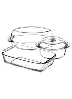 Borcam BORCAM 5 Piece Pyrex Set Turkish 159053 Made of high quality and durable materials that withstand extreme temperatures Great for baking, roasting, reheating and serving Provides even heat distribution for perfectly cooked meals every time Resists stains and does not absorb food odors or flavors Perfect addition to any kitchen for everyday cooking and special occasions  - Image 2