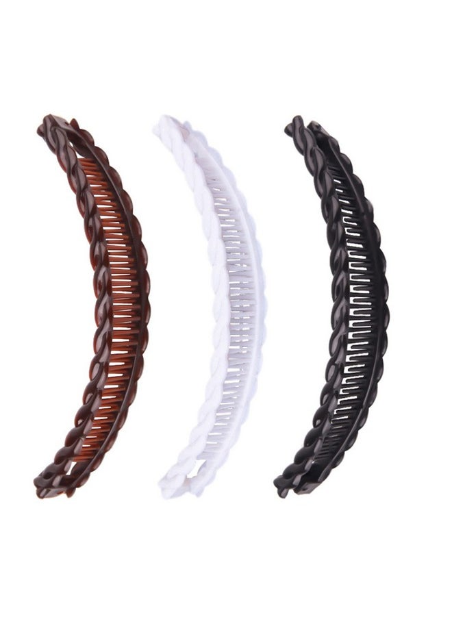 1st Choice 3 Pieces Clincher Combs Banana Combs Banana Clip Grip Comb Fishtail Fish Hair Lady Fish Shape Ponytail Banana Clip Girls Long Women Clamp Accessory  - Image 1