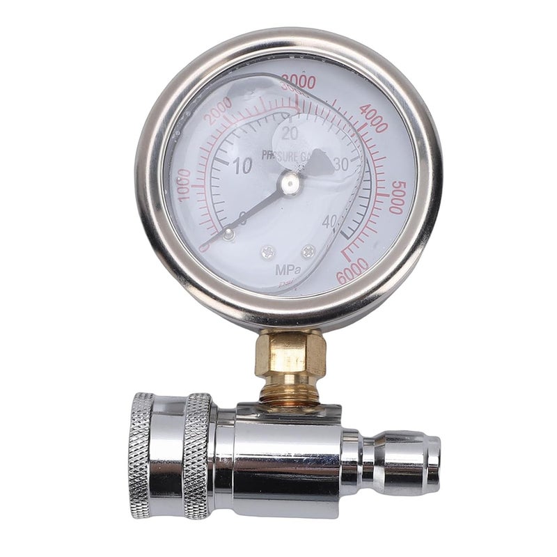 LiebeWH Water Pressure Gauge High Pressure Washer Gauge Stainless Steel Quick Connect 6000PSI for Washing Machine Hose and Spray Guns - Image 1