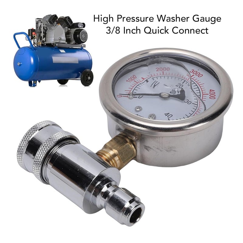 LiebeWH Water Pressure Gauge High Pressure Washer Gauge Stainless Steel Quick Connect 6000PSI for Washing Machine Hose and Spray Guns - Image 4