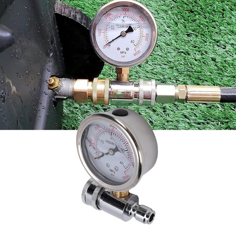 LiebeWH Water Pressure Gauge High Pressure Washer Gauge Stainless Steel Quick Connect 6000PSI for Washing Machine Hose and Spray Guns - Image 5