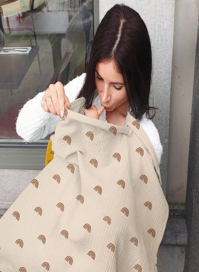 Insular Muslin Nursing Cover for Breastfeeding, Breathable Privacy Nursing Covers with Arch Neckline for Mom, Soft Cotton Multi-use Nursing Apron, Rainbow - Image 2