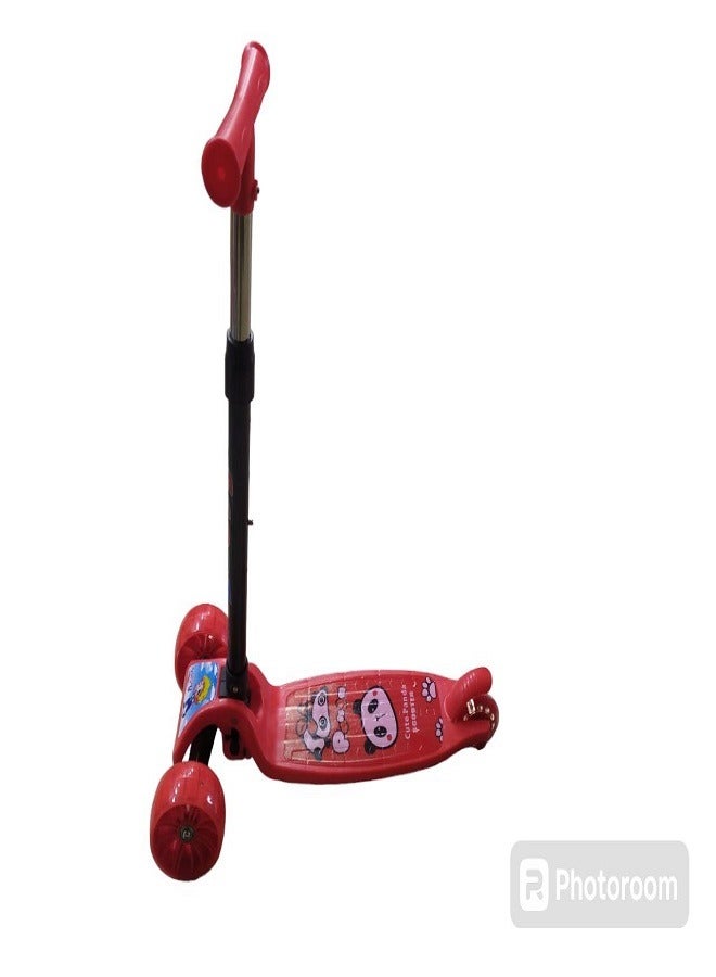 سكوتر للأطفال، 3 عجلات فلاش ملونة، سكوتر ذكي مع مقبض قابل للطي وتعديل الارتفاع (باندا) - Image 2
