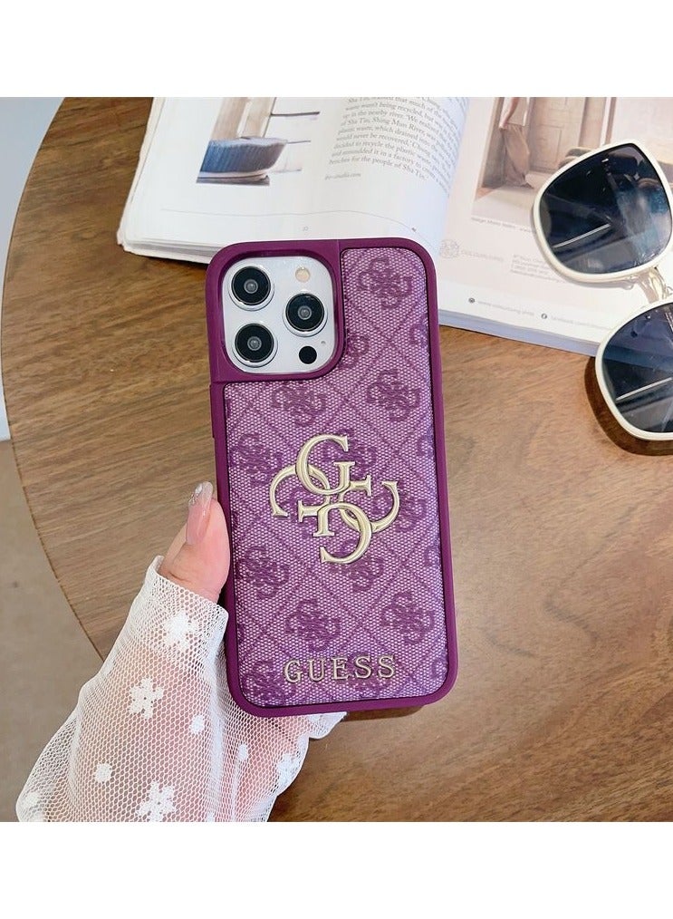GUESS IPhone 16 Pro Max cover, with a logo and a leather design approved by the global brand Guess. - Purple ﻿ - Image 1