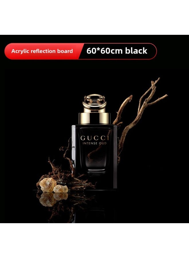 Generic Photography Tempered Reflection Board 30*30cm Acrylic Pure Black And White Base Map Shooting Props Reflective Black White Zero Cut-Body Color:60cm Black Reflection Plate  - Image 1