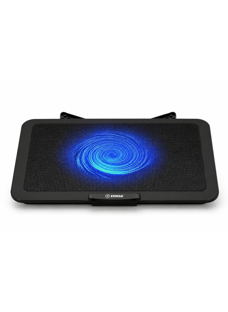 Gamma GT-89 Laptop Cooling Pad with 140mm Silent Cooling Fan, 5 Adjustable Height Stand Levels, Fan Speed Control Button, Dual USB Ports, LED Lighting, High Airflow Laptop Cooler Stand for Up to 17 Inch Gaming Notebook, Office and Heavy Use - Image 3