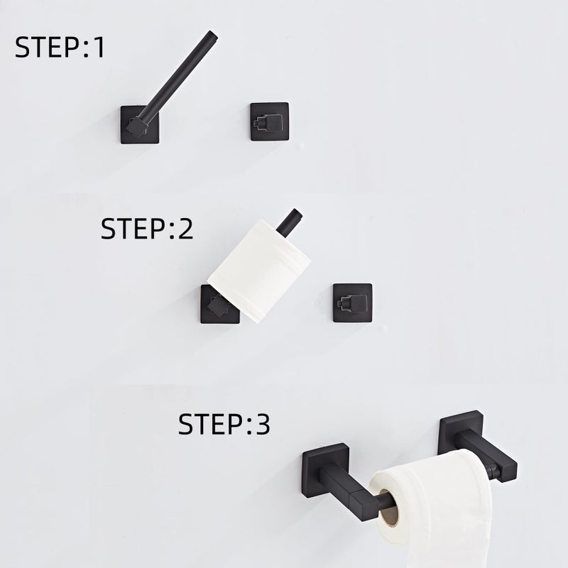 BTHRMHW Matte Black Toilet Paper Holder Wall Mount  Bathroom Toilet Paper Holder for SUS 304 Stainless Steel  Double Post Pivoting Square Toilet Paper Roll Holder for Bathroom RV Paper Towels for TP - Image 3