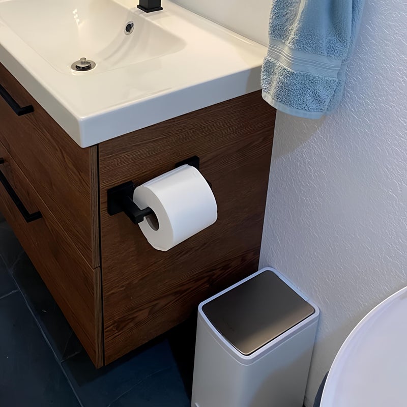 BTHRMHW Matte Black Toilet Paper Holder Wall Mount  Bathroom Toilet Paper Holder for SUS 304 Stainless Steel  Double Post Pivoting Square Toilet Paper Roll Holder for Bathroom RV Paper Towels for TP - Image 5