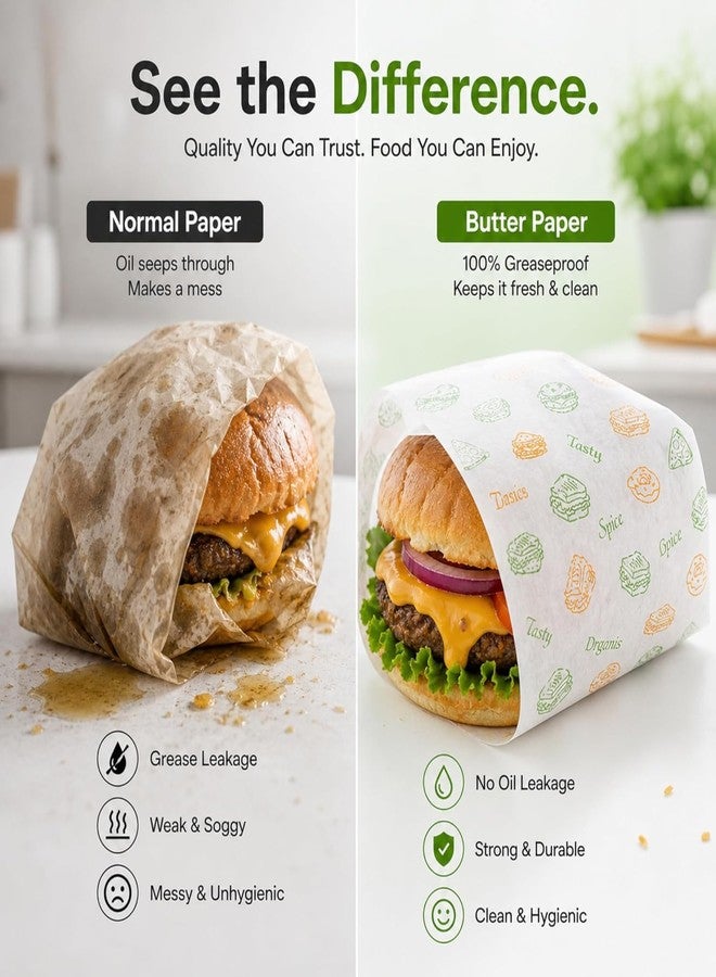 BRILLAR Premium Butter Paper Roll for Kitchen Food Wrap - Non-Stick Food Wrapping Paper | Greaseproof & Heat-Resistant Parchment Paper for Baking (10" X 10" INCH, 50, Count) - Image 5