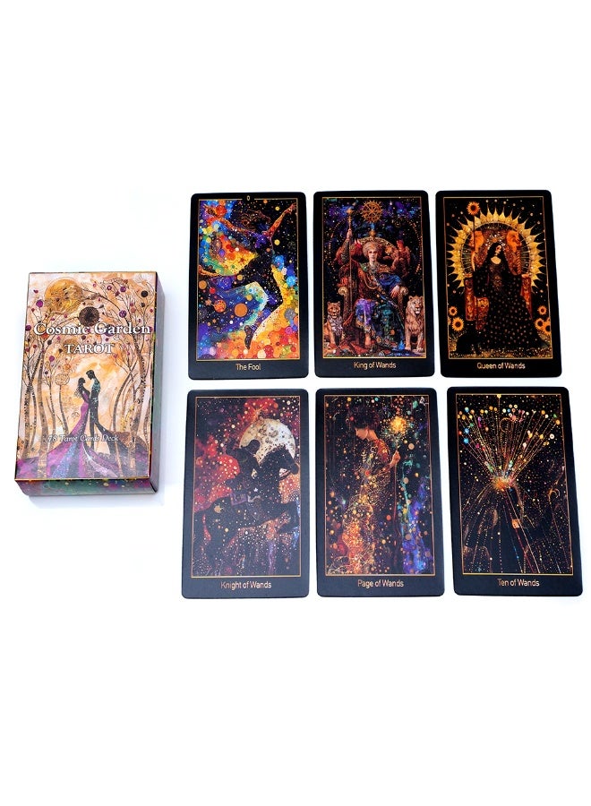 NIBEMINENT مجموعة أوراق تاروت حديقة كونية - أوراق تاروت فريدة - 78 ورقة تاروت - أوراق تنبؤ مصممة خصيصًا ومجموعة أوراق تاروت - Image 3