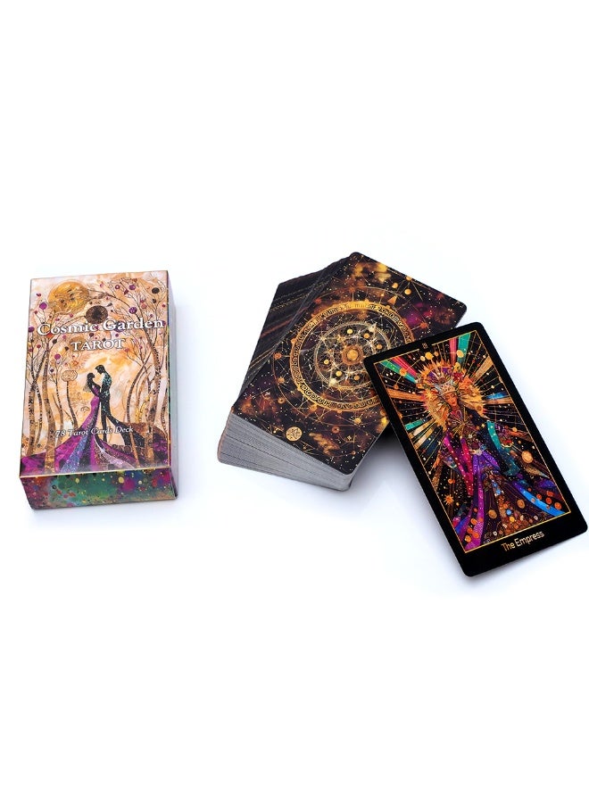 NIBEMINENT مجموعة أوراق تاروت حديقة كونية - أوراق تاروت فريدة - 78 ورقة تاروت - أوراق تنبؤ مصممة خصيصًا ومجموعة أوراق تاروت - Image 5